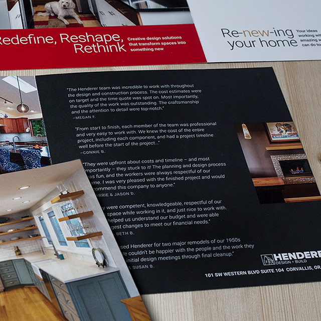 Branding and logo design for Salem Oregon clients by Cuffe Sohn Design. Client Henderer Design + Build