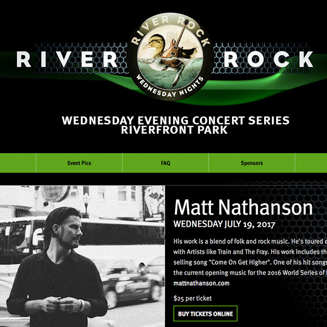 Website design for River Rock Concert Series in Salem. Cuffe Sohn Design Salem Oregon.
