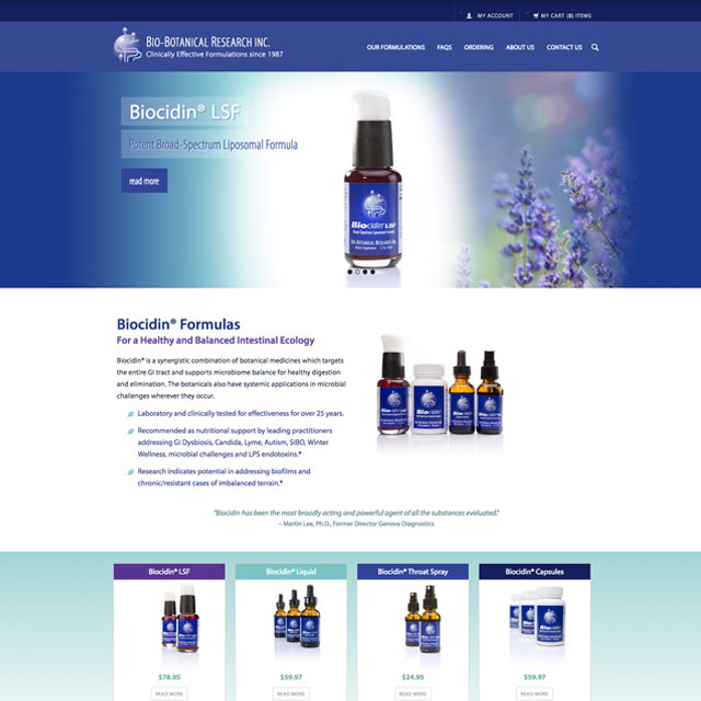 Ecommerce website design. Cuffe Sohn Design Salem Oregon. Website, SEO for Bio-Botanical Research.